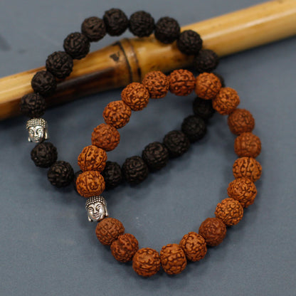 Rudraksha Buddha karkötő Mala - Sötét