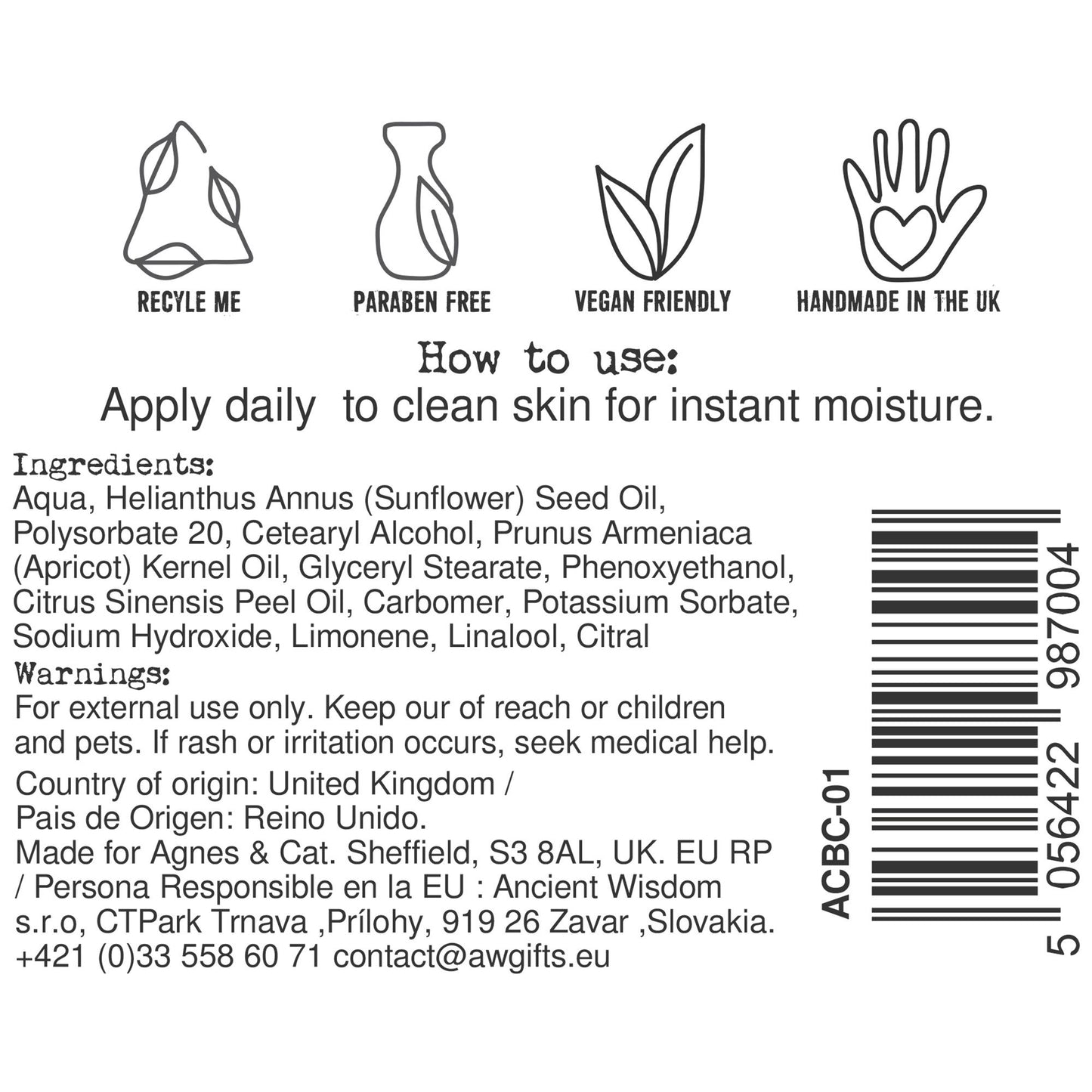 Kéz- és testápoló krém - Klementin - 300 ml