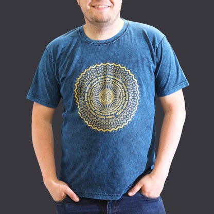 Nomad Szári Kőmosott Pamut Póló – Mandala – Kék – XL