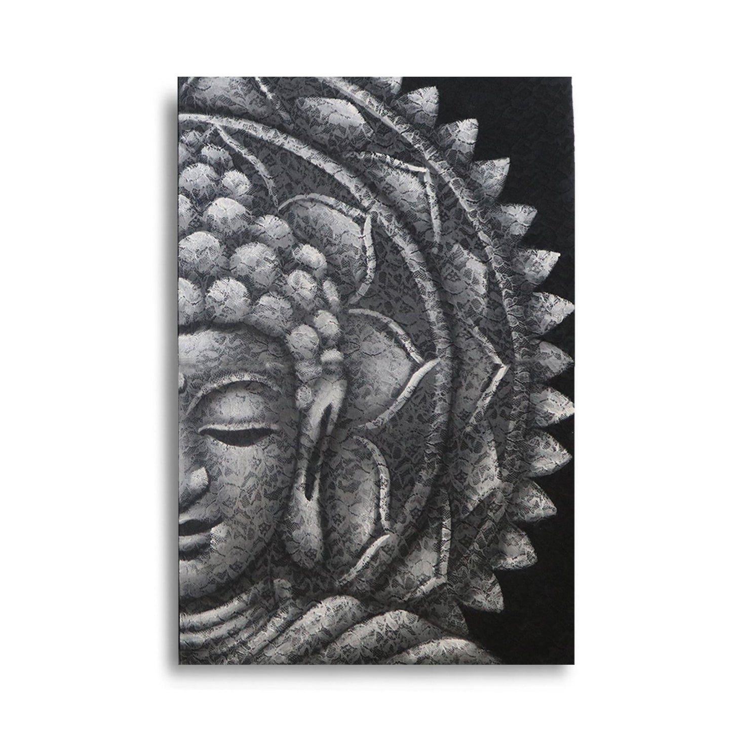 Szürke fél Buddha mandala 60x80 cm