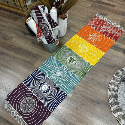 100% pamut jógaszőnyeg - 60x200cm - 7 csakra