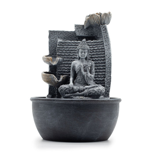 Asztali vízi szökőkút - 19x19x28cm - Buddha, lótuszvirág kaszkádos edényekx