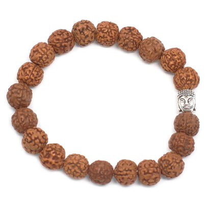Rudraksha Buddha karkötő mala - barna
