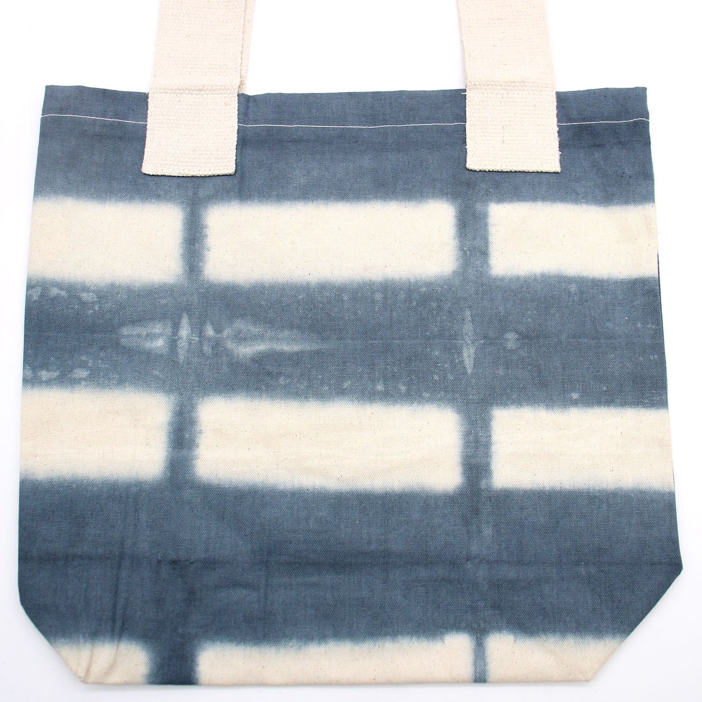 Természetes Batikolt Pamuttáska (8oz) - 38x42x12cm - Szürke Kockák - Natúr Fogantyú