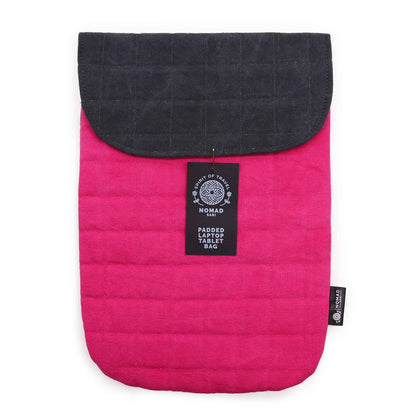Párnázott laptoptok - Neon rózsaszín - 14oz Stonewash farmeranyag