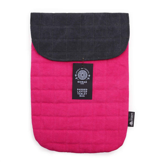 Párnázott laptoptok - Neon rózsaszín - 14oz Stonewash farmeranyag