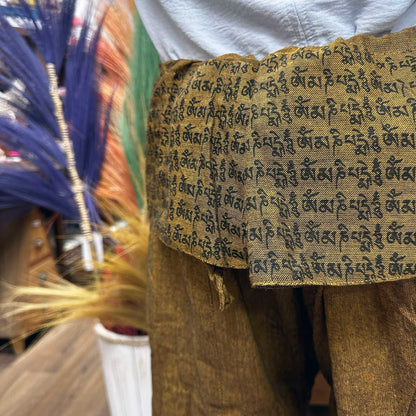 Jóga és fesztiválnadrág – thai halász mandala mantra narancssárga alapon