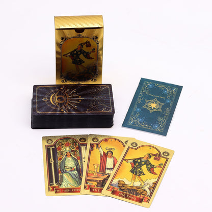 Kék és arany fóliás tarot kártya szett – mindent látó szem – füzettel