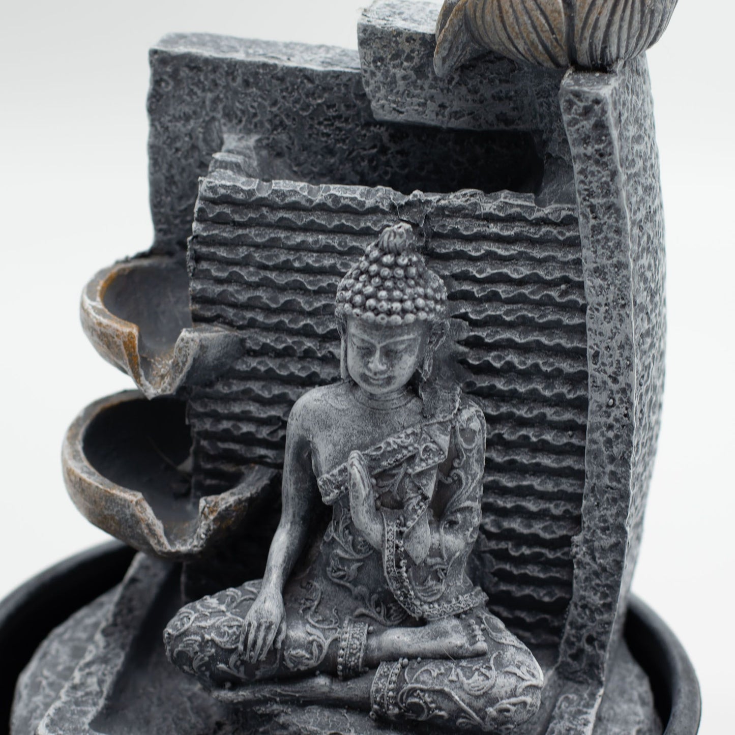 Asztali vízi szökőkút - 19x19x28cm - Buddha, lótuszvirág kaszkádos edényekx