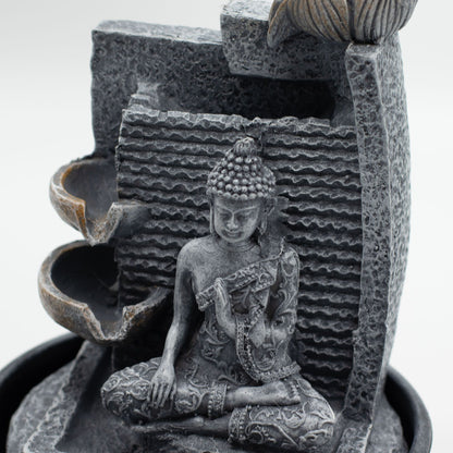 Asztali vízi szökőkút - 19x19x28cm - Buddha, lótuszvirág kaszkádos edényekx