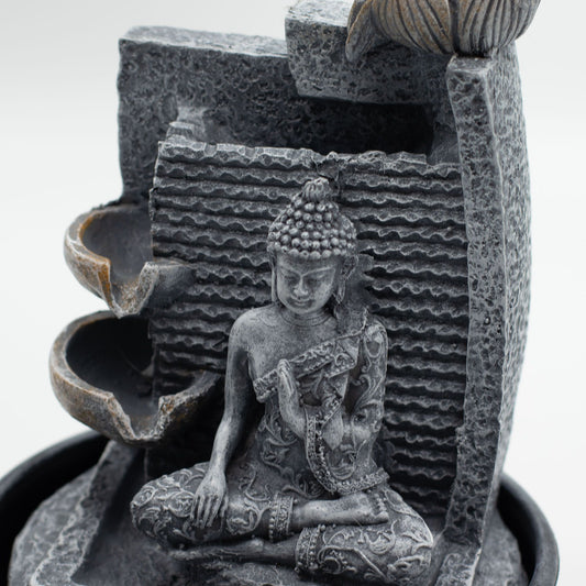 Asztali vízi szökőkút - 19x19x28cm - Buddha, lótuszvirág kaszkádos edényekx