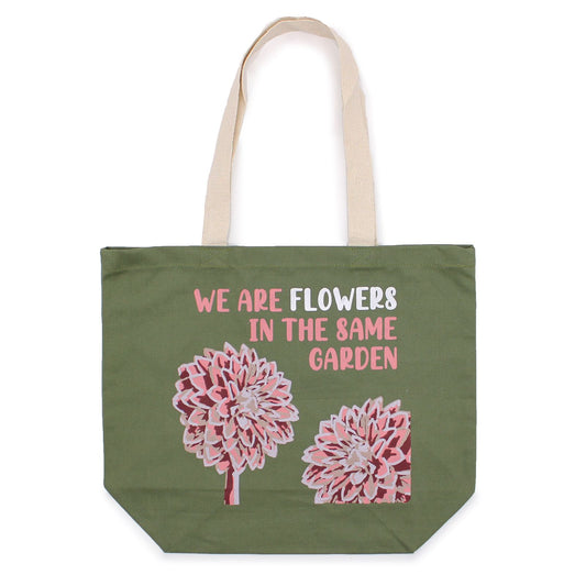 Printed Cotton Bag - We are Flowers - Olive