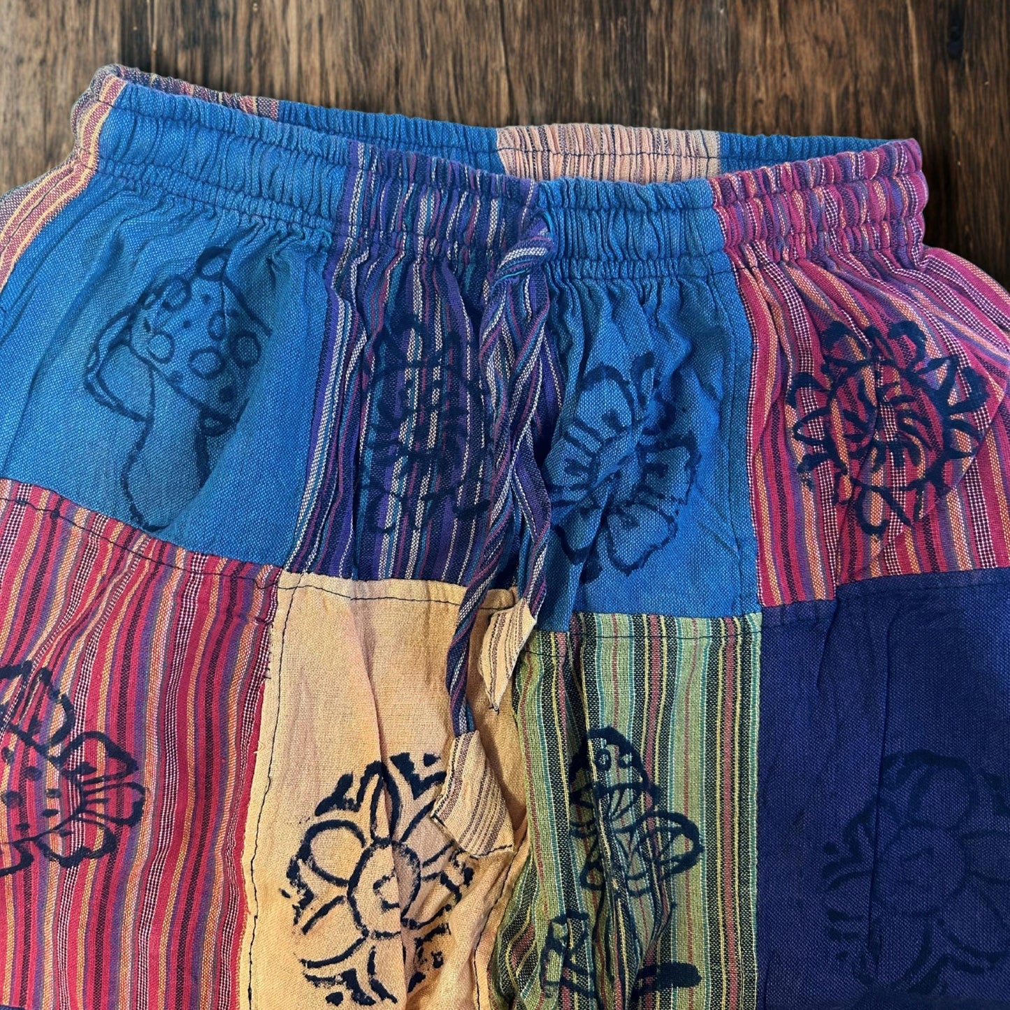 Nomad Sari Mushroom Pants - Block Print Designs - Orange Tones