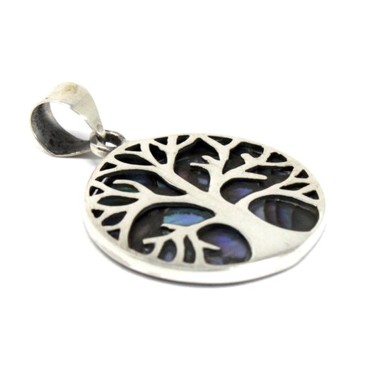 Életfa ezüst medál 22mm – Abalone kagyló