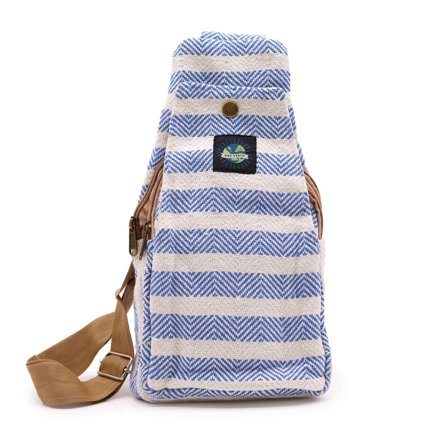 Body Cross Bag Natúr Pamut - Kék & Fehér