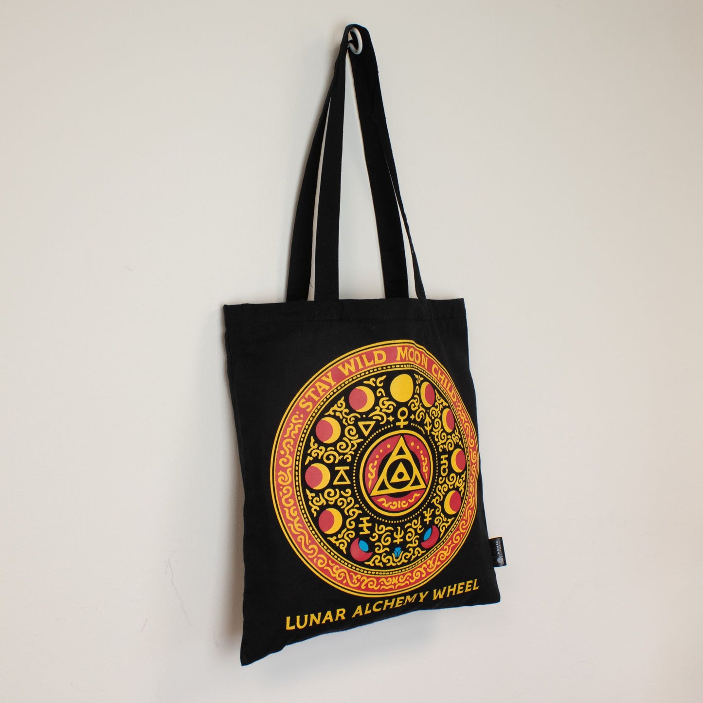 Iconic Classic Tote Bag - Luna Alchemy Wheel - Black 6oz