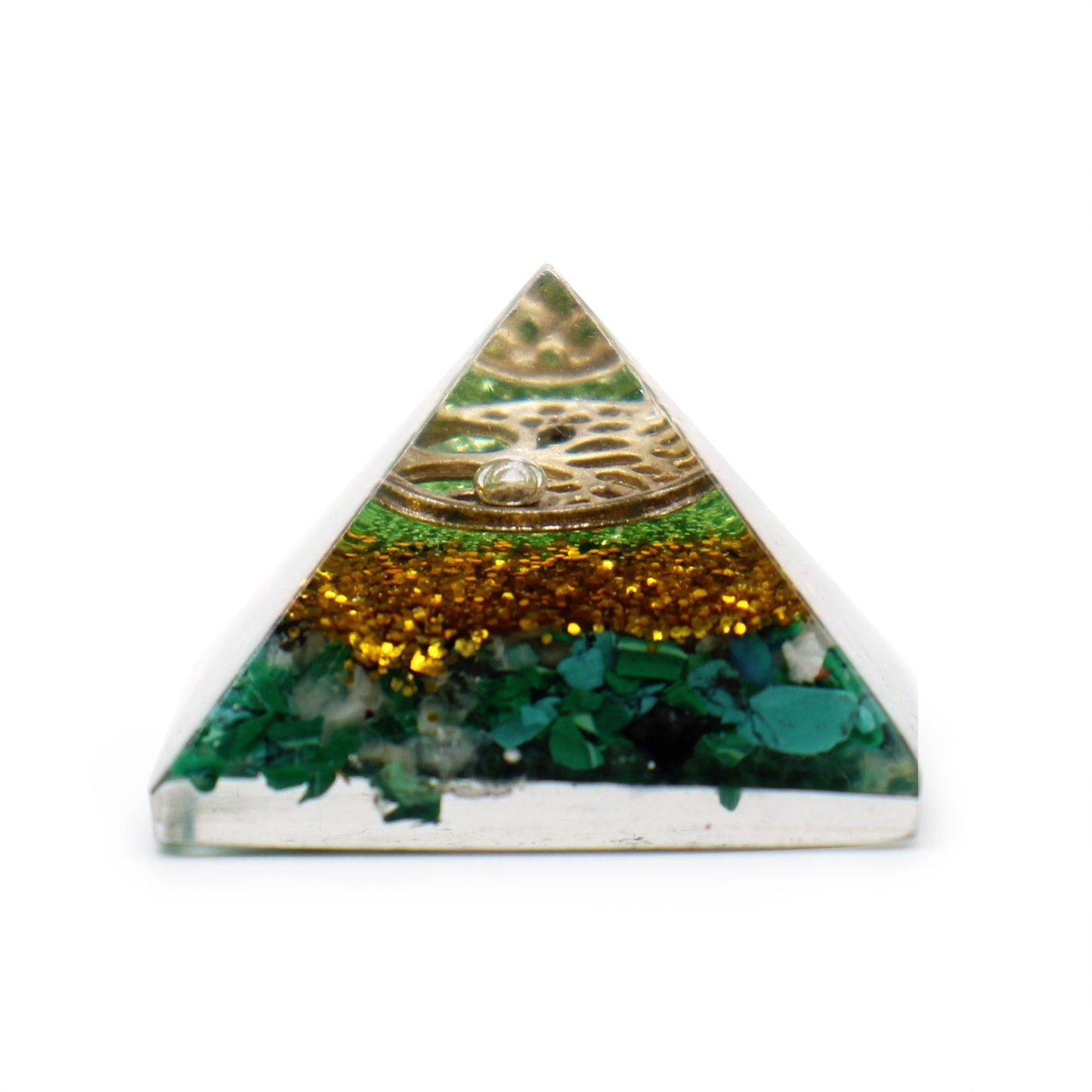 Sm Orgonit Piramis 25 mm-es drágakőforgács és réz