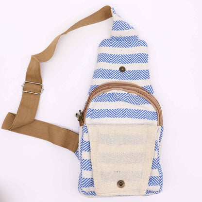 Body Cross Bag Natúr Pamut - Kék & Fehér