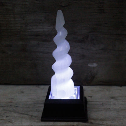 Szelenit spirál unikornis szarv torony - 15 cm