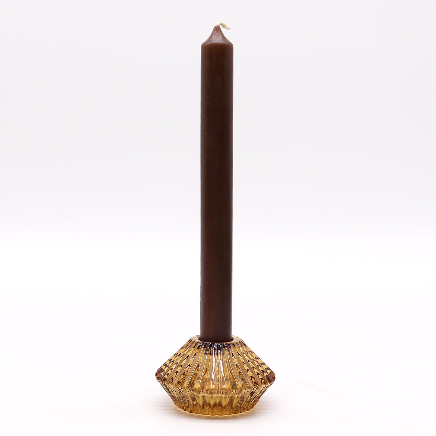 Set of 2  Flower Flip Dinner Candle / Tealight Holder -  Antique Amber