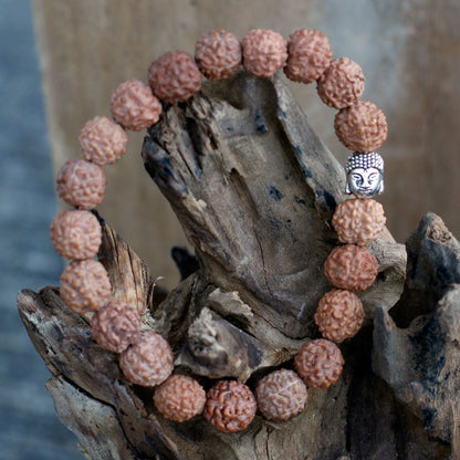 Rudraksha Buddha karkötő mala - barna
