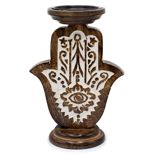 Mangófa gyertyatartó - Hamsa - Nagy 25x18 cm