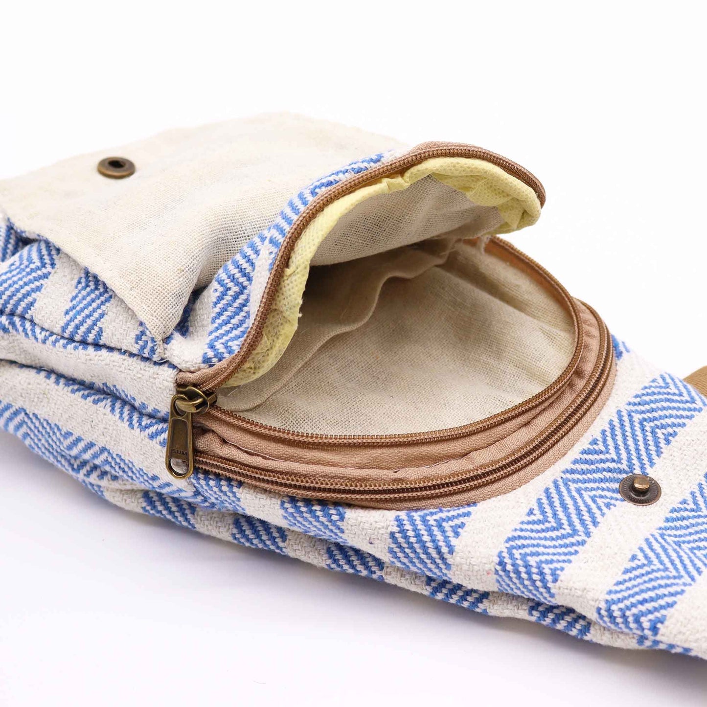 Body Cross Bag Natúr Pamut - Kék & Fehér